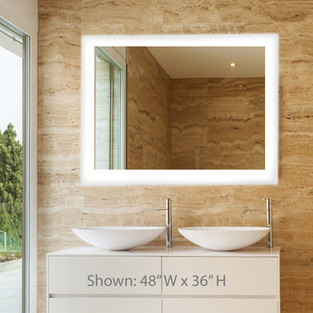 Dyconn Faucet Royal - LED Wall Mounted Backlit Vanity Bathroom LED Mirror with Touch On/OFF Dimmer & Anti-Fog Function (48"W X 36"H)