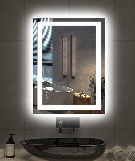Vanity Trident LED Mirror with Touch ON/OFF Dimmer & Fog Free Function 32"x24"