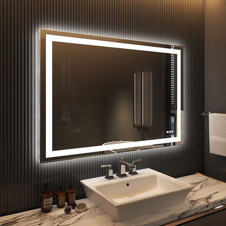 Vanity Trident LED Mirror with Touch ON/OFF Dimmer & Fog Free Function 48"X36"