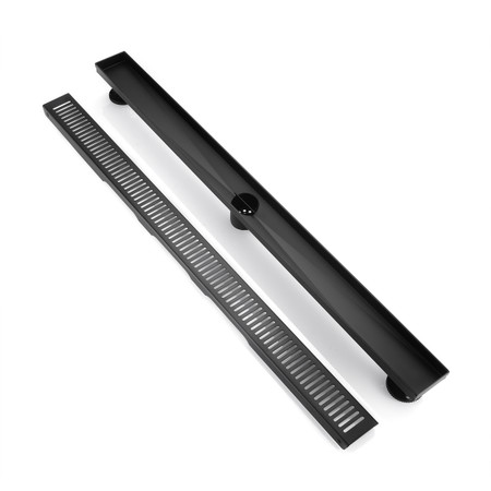 BOANN 36 Inch 304 Stainless Steel Rectangular Linear Shower Floor Drain in Black