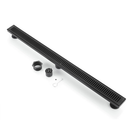 BOANN 40 Inch 304 Stainless Steel Rectangular Linear Shower Floor Drain in Black