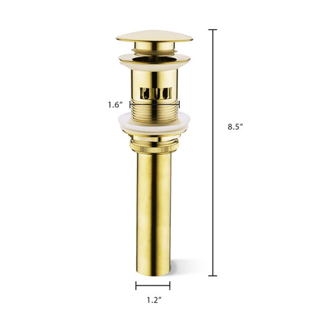 Dyconn Faucet PUDOF2-GD Bathroom/Vessel Sink Pop-Up Drain with Overflow, Gold