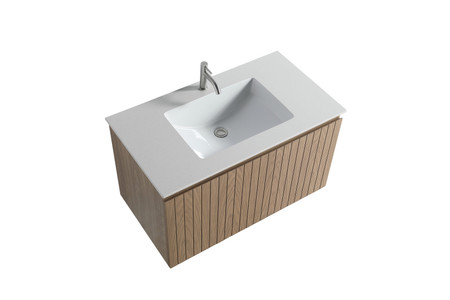 VSE Wall Mount Floating Bath Vanity in White with White countertop