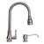 Dyconn Coral 18-Inch Modern Single Handle Pull Out Dual Spray Kitchen Faucet with matching Soap Dispenser (Brushed Nickel)