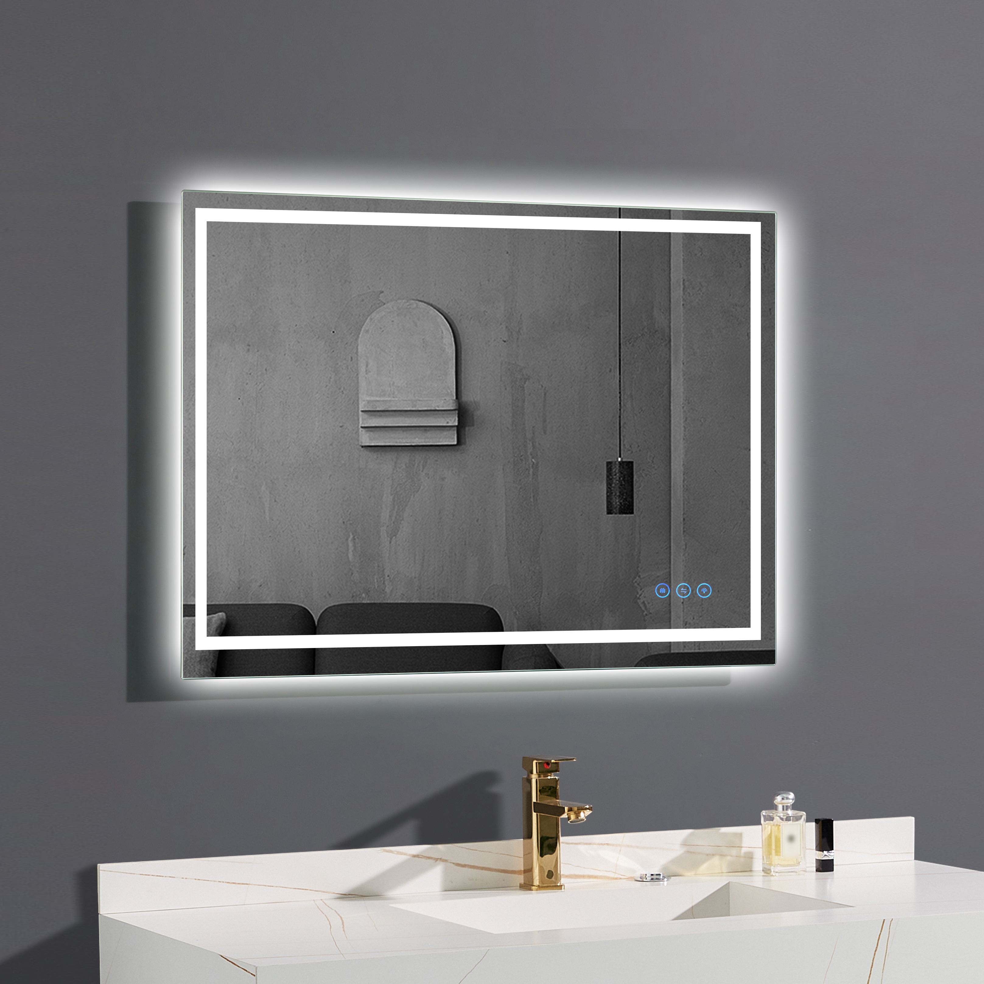 Vanity Trident LED Mirror with Touch ON/OFF Dimmer & Fog Free