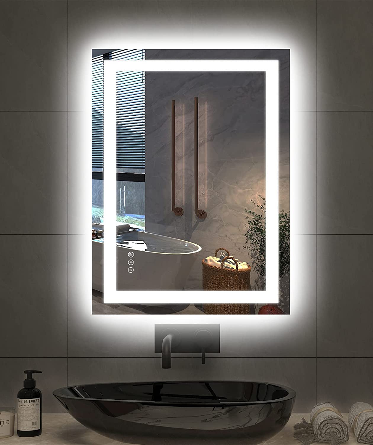 Vanity Trident LED Mirror with Touch ON/OFF Dimmer & Fog Free Function  32"x24" - Luxor Essential - Kitchen and Bath Depot
