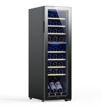 NAFFIC 27 Bottle Dual Zone Wine Cooler Refrigerator, Compressor Wine Fridge for Red, White, Champagne or Beer, Freestanding Wine Refrigerator with 41f-64f Temperature Touch Control, Frost Free Function-Black?