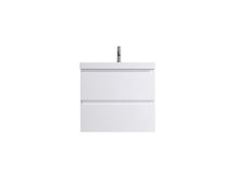 VSA Wall Mount Floating Bath Vanity in White with White countertop