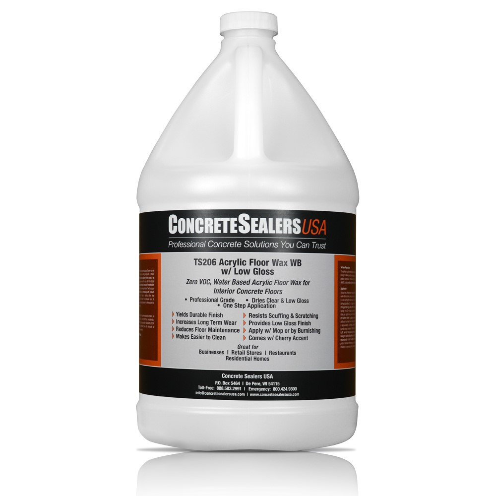 TS206 Acrylic Floor Wax WB w/ Low Gloss (1 gal.) - Concrete