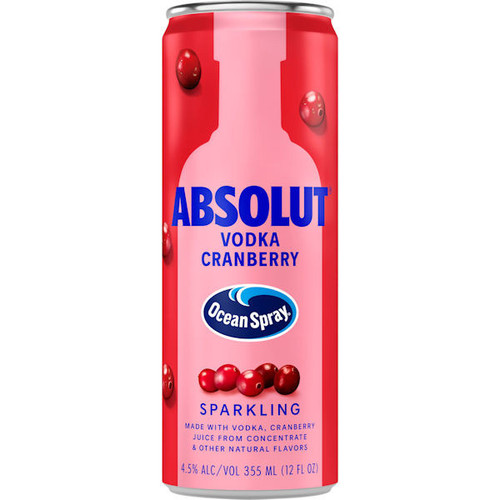 Absolut + Ocean Spray Cranberry Ready-To-Drink Vodka Cocktail 4-Pack 12oz Cans Absolut + Ocean Spray Cranberry Ready-To-Drink Vodka Cocktail 4-Pack 12oz Cans