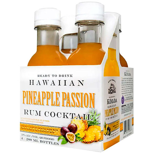 Koloa Hawaiian Pineapple Passion Rum Cocktail Ready-To-Drink 4-pk 200ml Bottles
