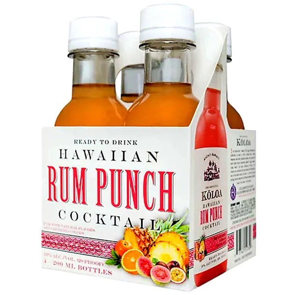 Koloa Hawaiian Rum Punch Rum Cocktail Ready-To-Drink 4-pk 200ml Bottles