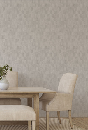 Mother of Pearl wallpaper in dining room.