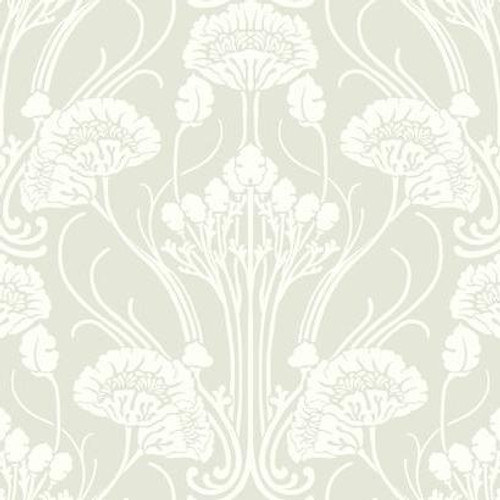 French grey wallpaper with large blooms.