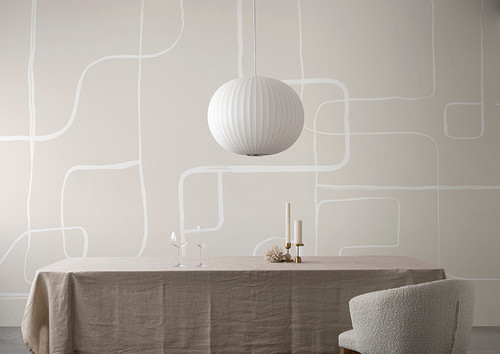 Brushstroke wallpaper mural in cream and white