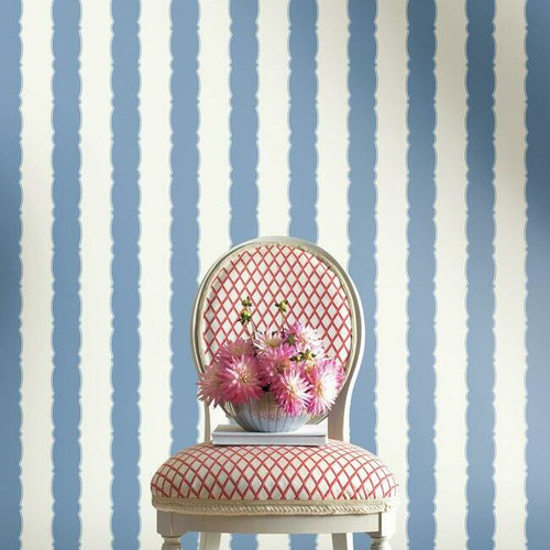 Pool Blue striped wallpaper.