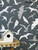 Dark blue wallpaper with gray and white shore birds.