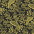 Black wallpaper with gold tropical leaves in a sophisticated modern pattern.