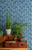 Plants and plant wallpaper in dark blue.