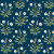 Navy floral wallpaper swatch.