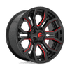 Fuel D712 RAGE 24x12 ET-44 5x127/139.7 87.10mm GLOSS BLACK RED TINTED CLEAR (Load Rated 1134kg)