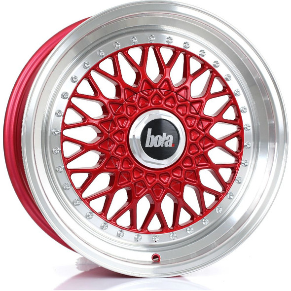 BOLA TX09 17x7.5 4x108 CANDY RED POLISHED LIP Custom Offset: ET20 TO ET38 www.srbpower.com