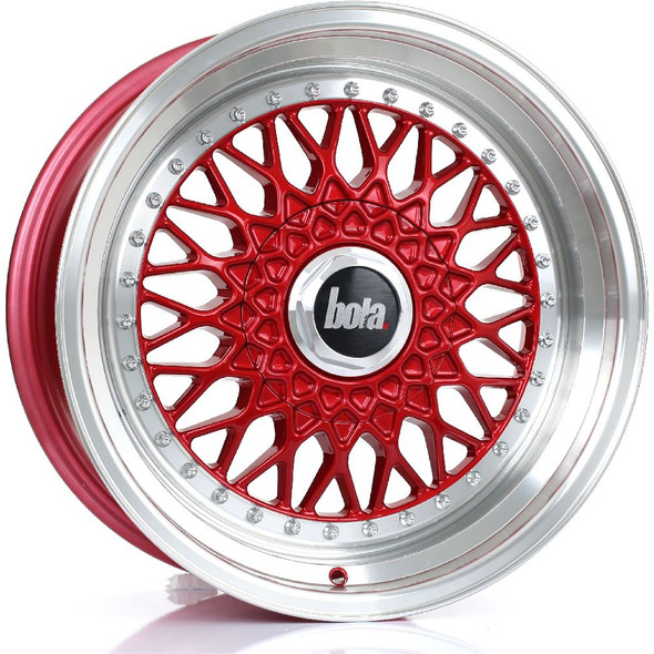 BOLA TX09 17x8 5x100 CANDY RED POLISHED LIP Custom Offset: ET20 TO ET38 www.srbpower.com