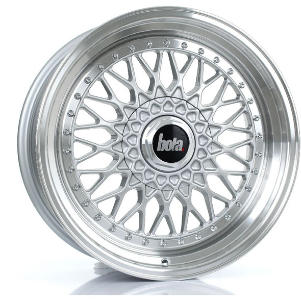 BOLA TX09 18x8.5 4x100 SILVER POLISHED LIP Custom Offset: ET20 TO ET38 www.srbpower.com