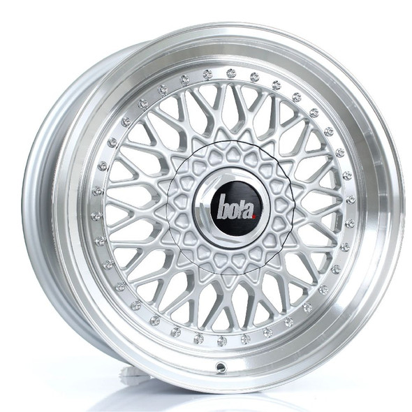 BOLA TX09 17x7.5 4x108 SILVER POLISHED LIP Custom Offset: ET20 TO ET38 www.srbpower.com