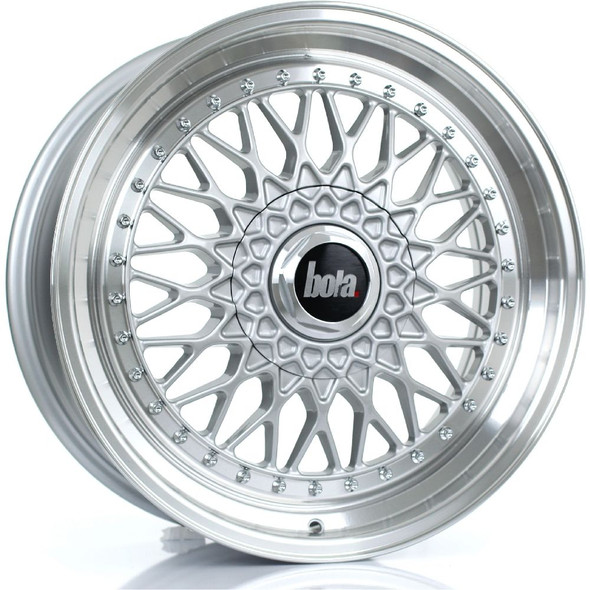 BOLA TX09 18x8 4x108 SILVER POLISHED LIP Custom Offset: ET20 TO ET38 www.srbpower.com