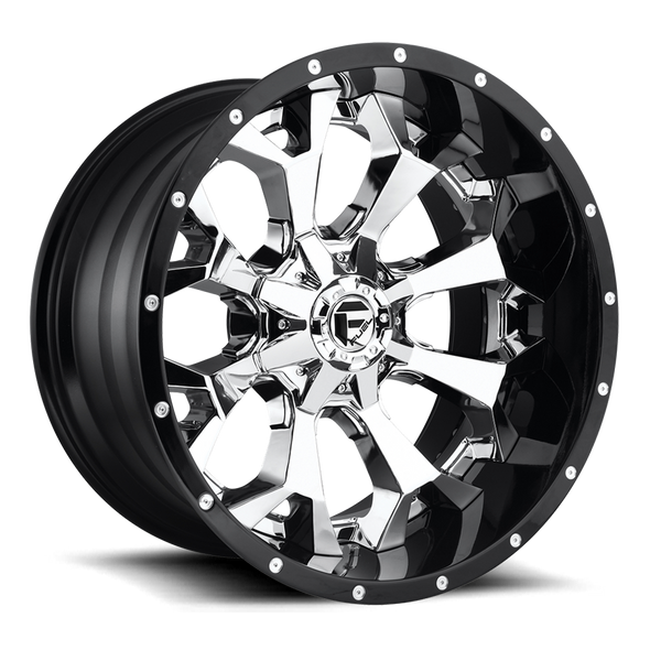 Fuel D246 ASSAULT 20x12 ET-43 6x135/139.7 106.10mm CHROME PLATED GLOSS BLACK LIP (Load Rated 1134kg)