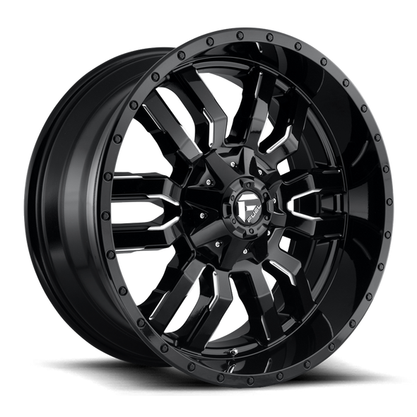 Fuel D595 SLEDGE 20x10 ET-18 8x165.1 125.10mm GLOSS BLACK MILLED (Load Rated 1678kg)