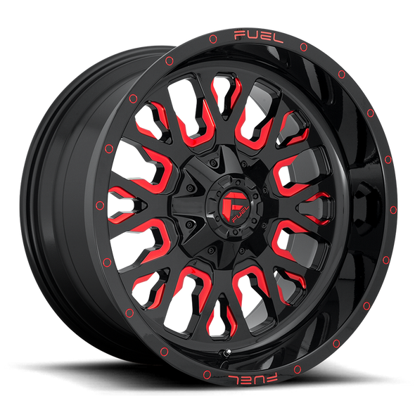Fuel D612 STROKE 20x10 ET-18 5x114.3/127 78.10mm GLOSS BLACK RED TINTED CLEAR (Load Rated 1134kg)