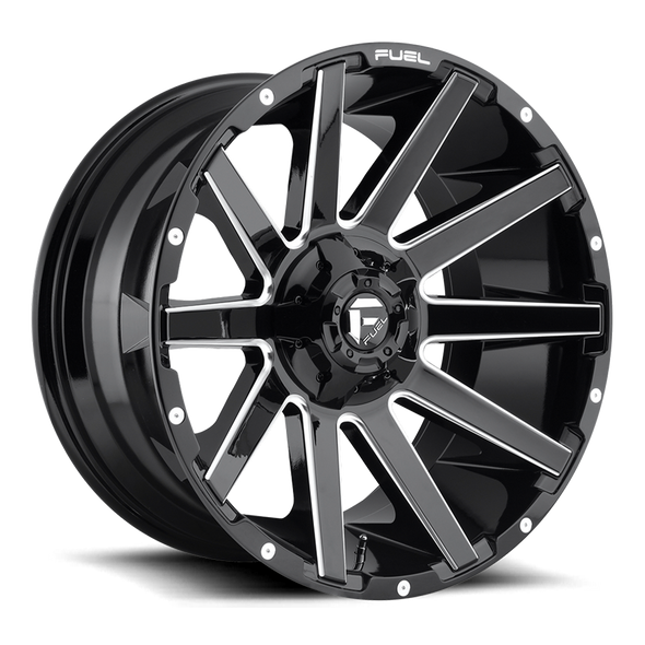 Fuel D615 CONTRA 20x10 ET-18 5x139.7/150 110.10mm GLOSS BLACK MILLED (Load Rated 1134kg)