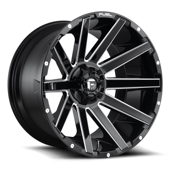 Fuel D615 CONTRA 22x10 ET-18 5x114.3/127 78.10mm GLOSS BLACK MILLED (Load Rated 1134kg)