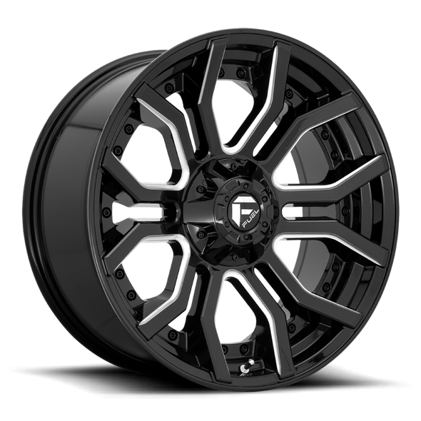 Fuel D711 RAGE 20x10 ET-18 8x165.1 125.10mm GLOSS BLACK MILLED (Load Rated 1678kg)