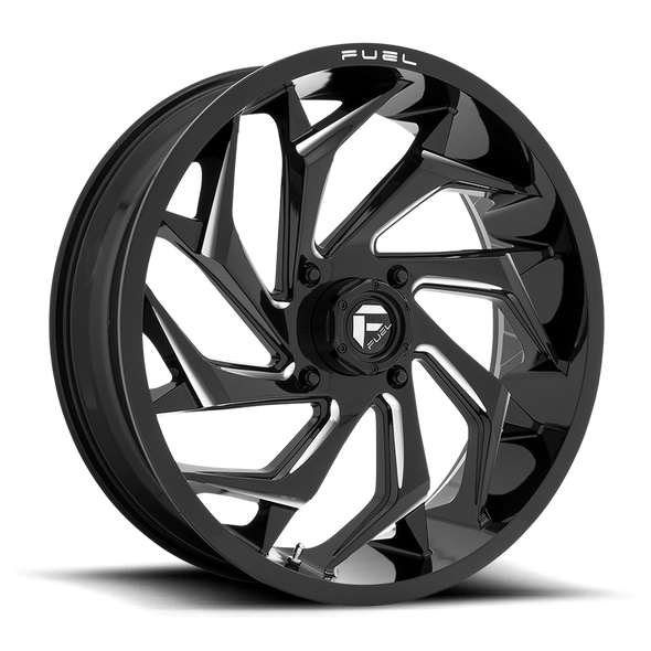 Fuel D753 REACTION 20x7 ET13 4x137 110.10mm GLOSS BLACK MILLED (Load Rated 454kg)