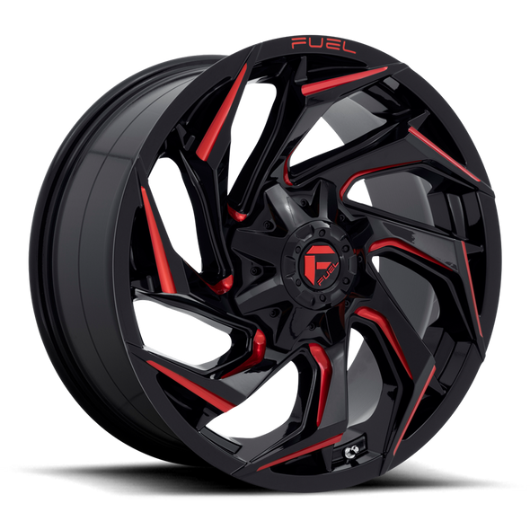 Fuel D755 REACTION 20x10 ET-18 5x114.3/127 78.10mm GLOSS BLACK MILLED W/ RED TINT (Load Rated 1134kg)