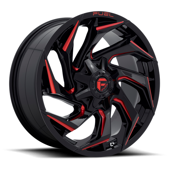 Fuel D755 REACTION 20x9 ET01 6x135/139.7 106.10mm GLOSS BLACK MILLED W/ RED TINT (Load Rated 1134kg)