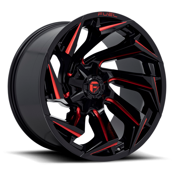 Fuel D755 REACTION 22x12 ET-44 8x180 124.20mm GLOSS BLACK MILLED W/ RED TINT (Load Rated 1678kg)