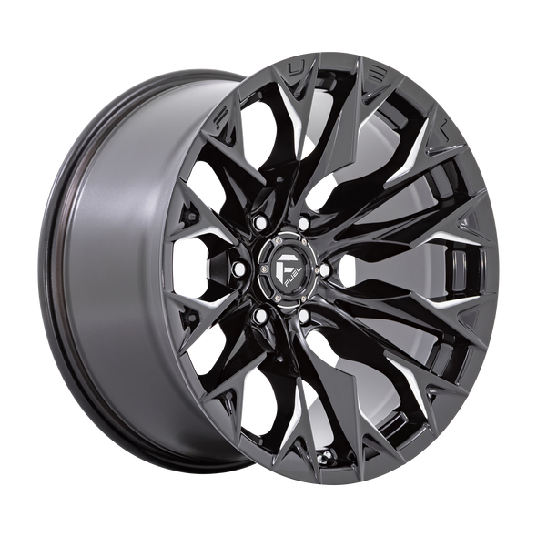 Fuel D803 FLAME 22x12 ET-44 5x127 71.50mm GLOSS BLACK MILLED (Load Rated 1134kg)