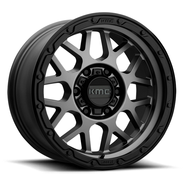 KMC KM535 GRENADE OFF-ROAD 17x8.5 ET0 5x127 78.10mm MATTE GRAY W/ MATTE BLACK LIP (Load Rated 1134kg)