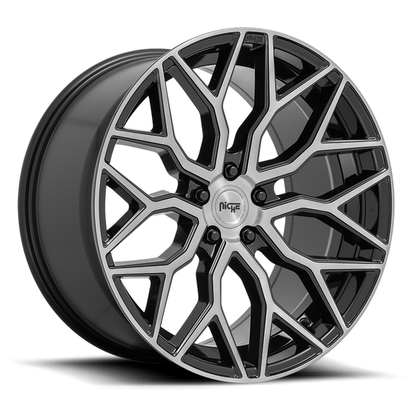 Niche M262 MAZZANTI 19x8.5 ET35 5x114.3 72.56mm GLOSS BLACK BRUSHED FACE (Load Rated 816kg)