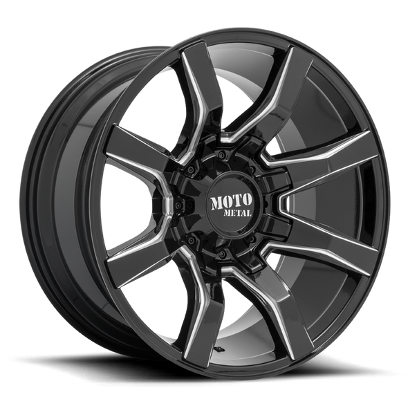 Moto Metal MO804 SPIDER 20x9 ET18 8x170 125.10mm GLOSS BLACK MILLED (Load Rated 1678kg)