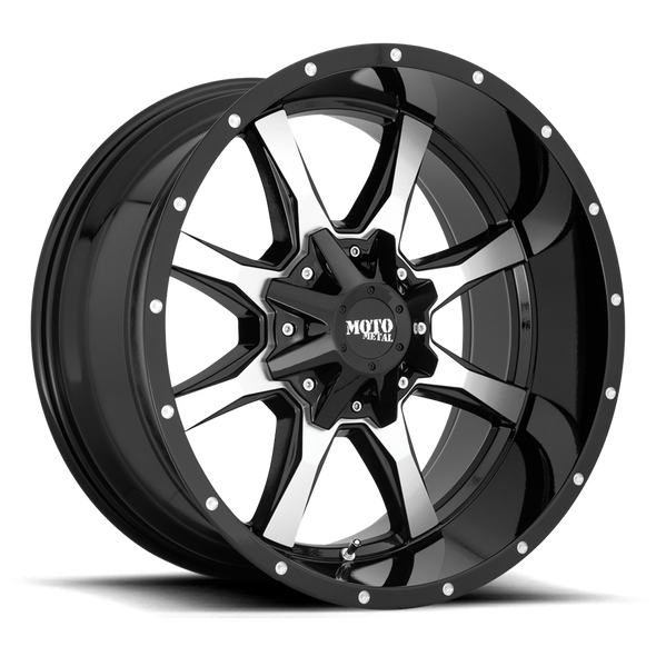 Moto Metal MO970 20x10 ET-24 8x170 125.10mm GLOSS BLACK W/ MACHINED FACE (Load Rated 1651kg)