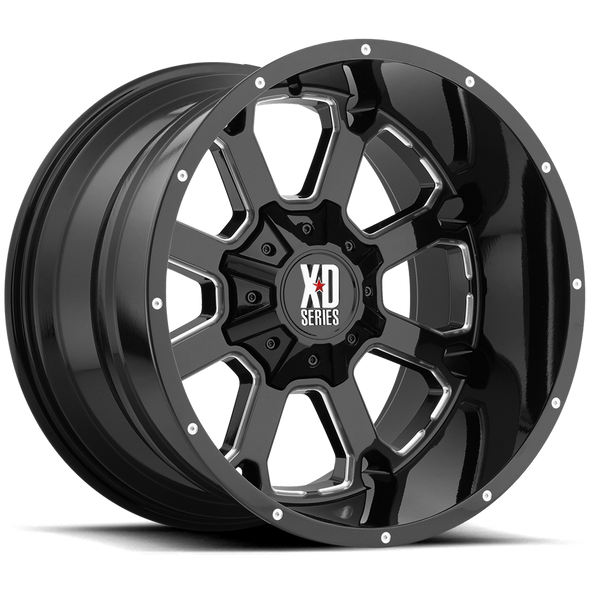 XD XD825 BUCK 25 20x9 ET0 5x127/139.7 78.10mm GLOSS BLACK MILLED (Load Rated 1224kg)