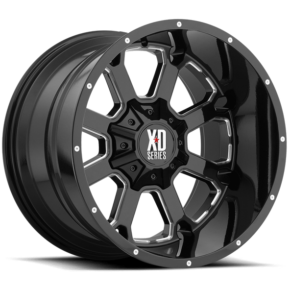 XD XD825 BUCK 25 20x9 ET0 6x135/139.7 106.10mm GLOSS BLACK MILLED (Load Rated 1270kg)