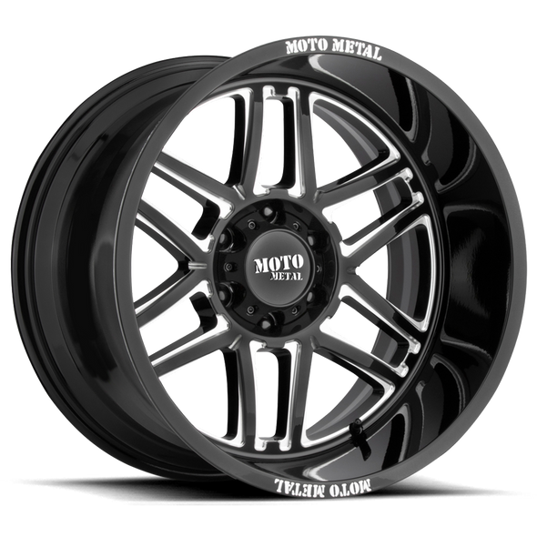 Moto Metal MO992 FOLSOM 22x10 ET-18 6x139.7 106.10mm GLOSS BLACK MILLED (Load Rated 1134kg)