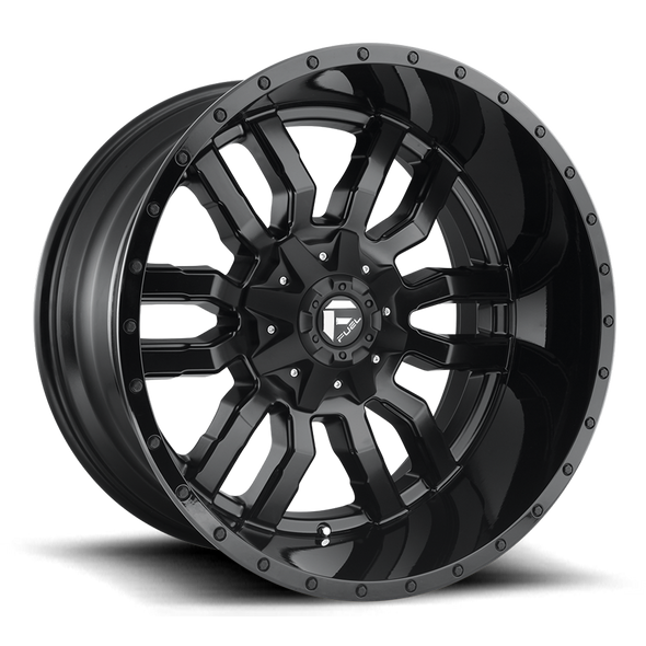 Fuel D596 SLEDGE 18x9 ET-12 6x135/139.7 106.10mm MATTE BLACK GLOSS BLACK LIP (Load Rated 1134kg)