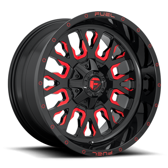 Fuel D612 STROKE 20x12 ET-43 6x135/139.7 106.10mm GLOSS BLACK RED TINTED CLEAR (Load Rated 1134kg)
